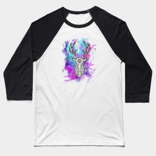 water-color Deer Head Baseball T-Shirt